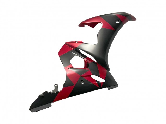 Carenados Moto Yamaha YZF 600 R6 2005 - Negro Mate Rojo Geométrico
