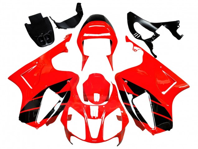Carenados Moto Honda VTR1000 2000-2006 - Rojo Negro Brillante Raya