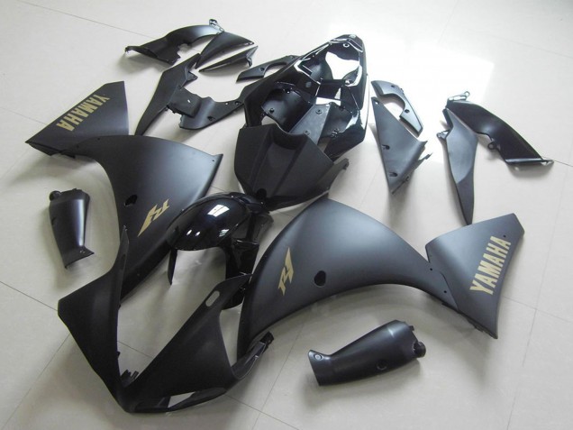 Carenados Moto Yamaha YZF R1 2009-2011 - Negro Brillante Negro Mate Oro Calcomanías