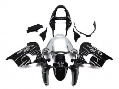 Carenados Moto Kawasaki ZX9R 2002-2003 - Negro Brillante Blanco Corona Extra