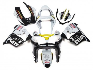 Carenados Moto Kawasaki ZX9R 2002-2003 - Blanco Negro Amarillo Playboy