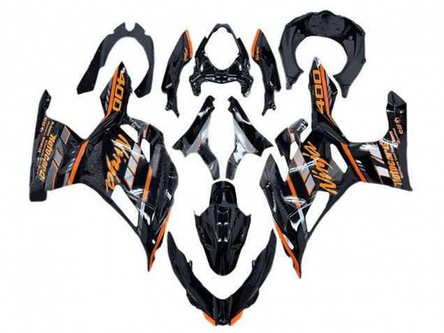 Carenados Moto Kawasaki Ninja 400 2018-2024 - Negro Brillante Naranja Gris