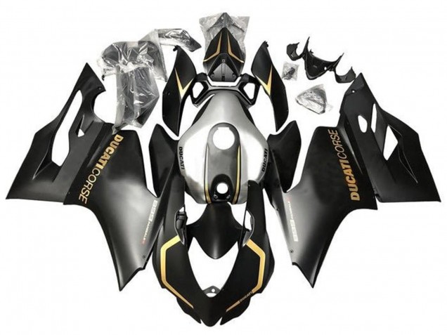 Carenados Moto Ducati Panigale 899 2011-2014 - Negro Mate Oro Plata Corse