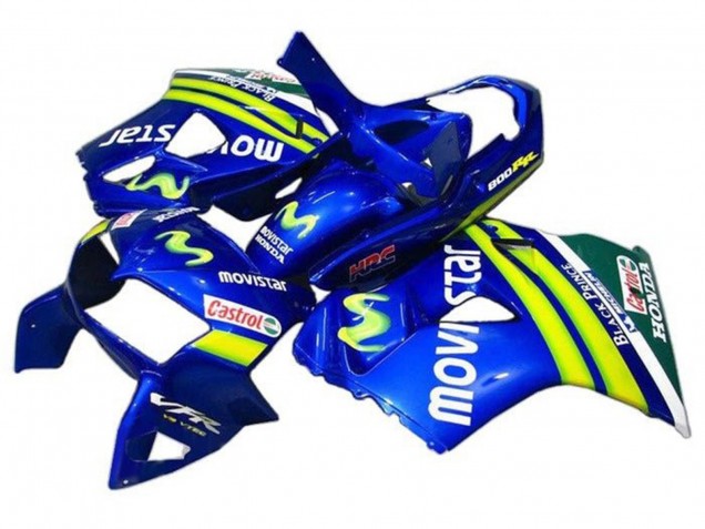 Carenados Moto Honda VFR 800 1998-2001 - Azul Verde Blanco MoviStar Castrol HRC Negro Prince
