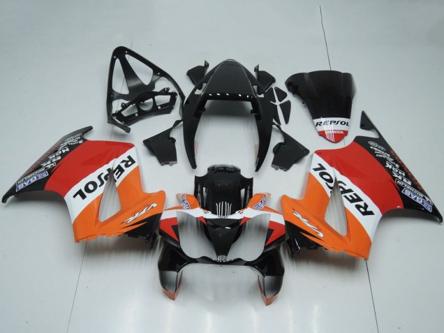 Carenados Moto Honda VFR 800 2002-2013 - Naranja Blanco Rojo Negro Brillante Repsol