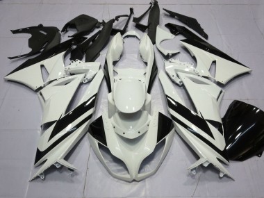Carenados Moto Kawasaki ZX6R 2009-2012 - Blanco Negro Brillante Raya