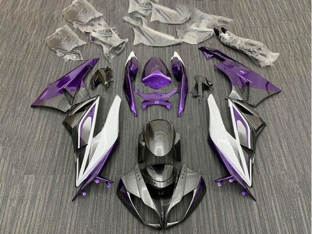 Carenados Moto Kawasaki ZX6R 2009-2012 - Púrpura Blanco Plata Negro