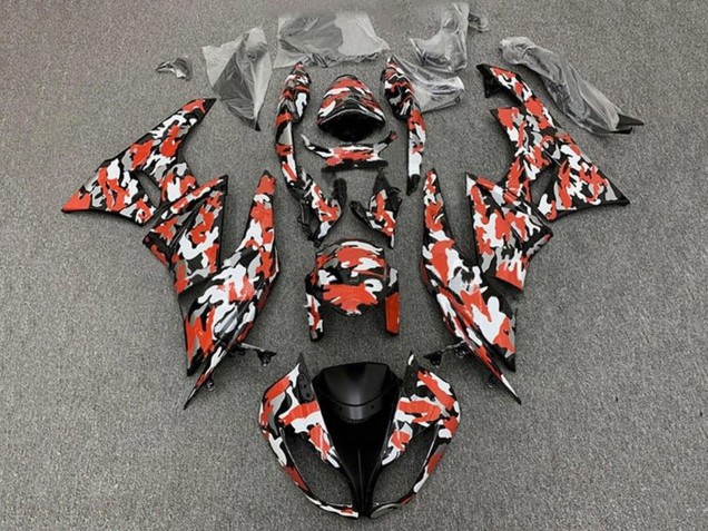 Carenados Moto Kawasaki ZX6R 2009-2012 - Rojo Blanco Negro Camouflage