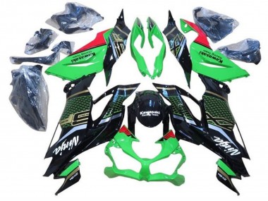 Carenados Moto Kawasaki ZX6R 2019-2022 - Verde Rojo Negro Brillante Honeycomb