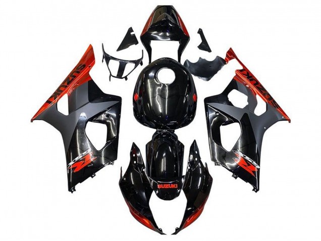 Carenados Moto Suzuki GSXR 1000 2003-2004 - Negro Brillante Negro Mate Naranja