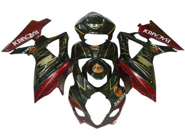 Carenados Moto Suzuki GSXR 1000 2005-2006 - Negro Rojo Oro BACARDI