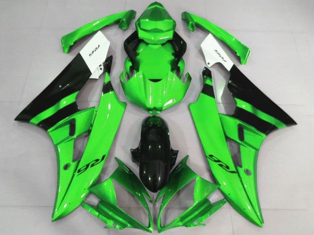 Carenados Moto Yamaha YZF R6 2006-2007 - Blanco Verde Negro Brillante