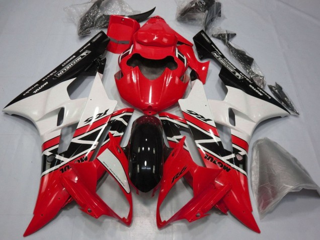 Carenados Moto Yamaha YZF R6 2006-2007 - Rojo Blanco Negro Brillante Michelin Motul