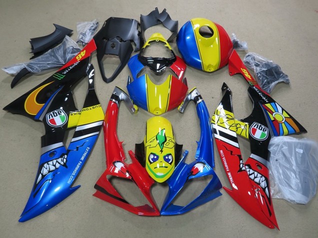Carenados Moto Yamaha YZF R6 2008-2016 - Azul Amarillo Rojo Negro Tiburón