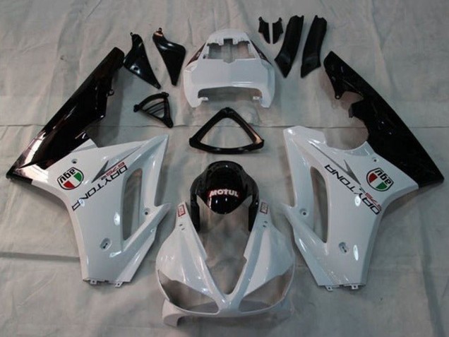 Carenados Moto Triumph Daytona 675 Triple 2009-2012 - Blanco Negro Brillante Motul