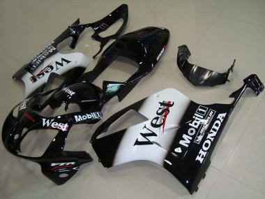 Carenados Moto Honda VTR1000 2000-2006 - Negro Brillante Blanco West