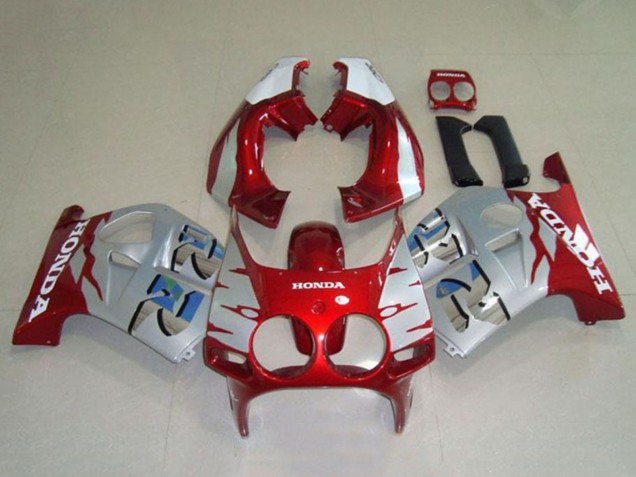 Carenados Moto Honda CBR250RR MC19 1988-1989 - Plata Blanco Rojo