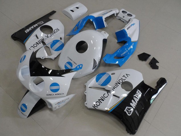 Carenados Moto Honda CBR250RR MC22 1990-1998 - Blanco Azul Negro Brillante Konica Minolta