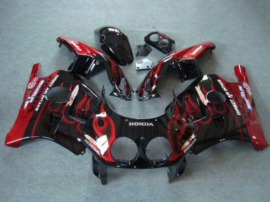 Carenados Moto Honda CBR250RR MC22 1990-1998 - Negro Brillante Rojo Llama
