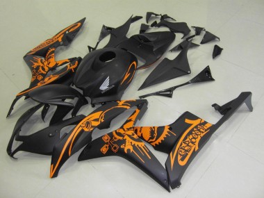 Carenados Moto Honda CBR600RR 2007-2008 - Negro Mate Naranja Cráneo