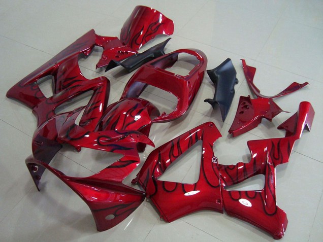 Carenados Moto Honda CBR900RR 929 2000-2001 - Rojo Negro Brillante Llama