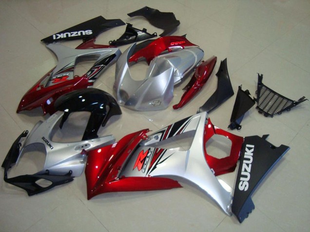Carenados Moto Suzuki GSXR 1000 2007-2008 - Rojo Plata Negro Brillante