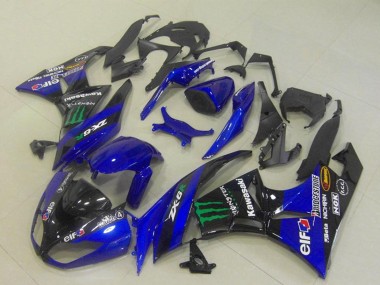 Carenados Moto Kawasaki ZX6R 2009-2012 - Azul Negro Brillante Verde Elf Monstruo Bridgestone