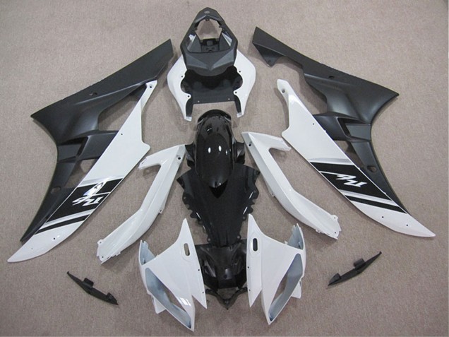 Carenados Moto Yamaha YZF R6 2006-2007 - Blanco Negro Brillante Negro Mate
