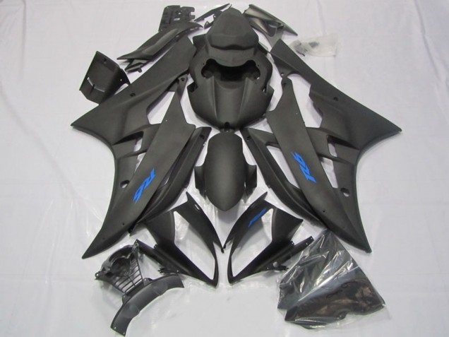 Carenados Moto Yamaha YZF R6 2006-2007 - Negro Mate Azul Calcomanías