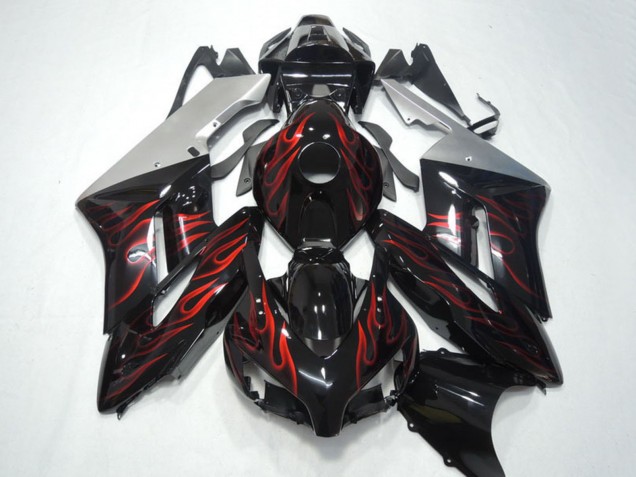 Carenados Moto Honda CBR1000RR 2004-2005 - Plata Negro Brillante Rojo Llama