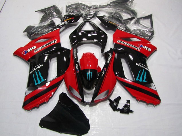 Carenados Moto Kawasaki ZX6R 2007-2008 - Rojo Negro Monstruo