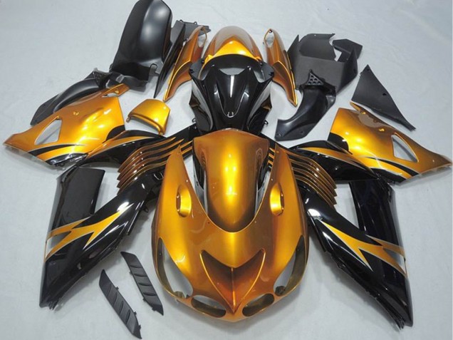 Carenado Moto Kawasaki ZX14R ZZR1400 2006-2011 - Oro Negro Brillante