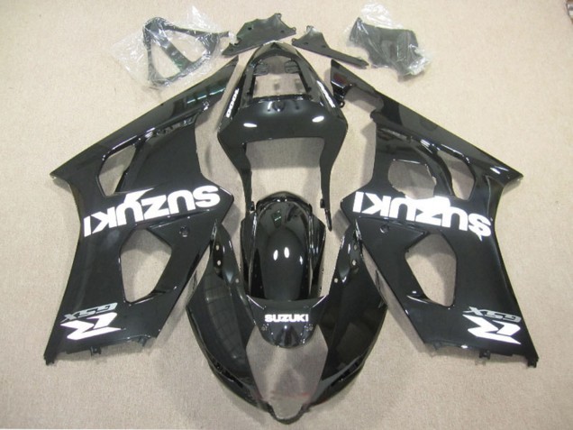 Carenado Moto Suzuki GSXR 1000 2003-2004 - Negro Brillante Blanco Calcomanía