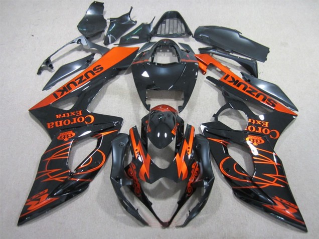 Carenados Moto Suzuki GSXR 1000 2005-2006 - Negro Brillante Naranja Corona Extra