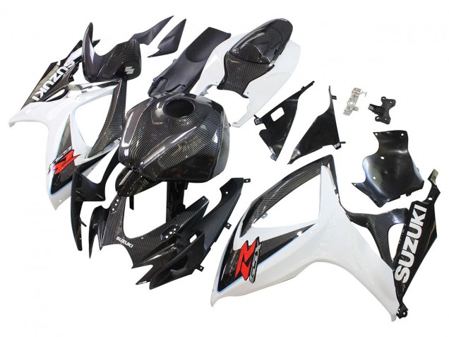 Carenados Moto Suzuki GSXR 600/750 2006-2007 - Negro Blanco FibraCarbono Estilo
