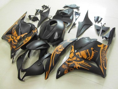 Negro Mate Naranja Pegatinas Carenado Honda CBR 600 RR 09-12