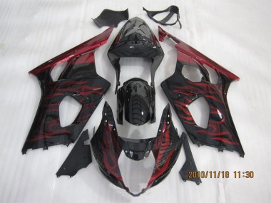 Negro Rojo Llama Carenado Suzuki GSXR 1000 K3 03-04