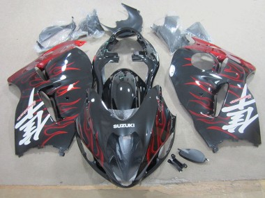 Negro Rojo Llama Plástica Suzuki GSXR 1300 Hayabusa 96-07