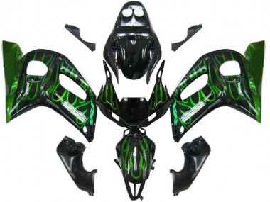 Negro Verde Llama Carenado Yamaha R6 98-02