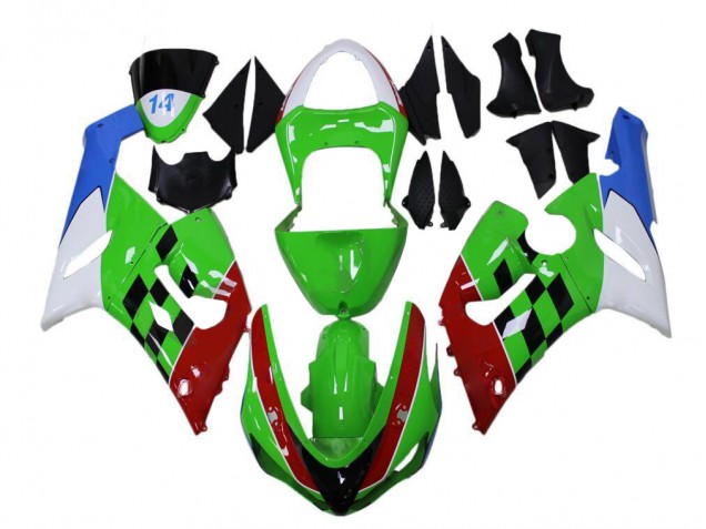 Verde Rojo Blanco Azul Carenado Kawasaki ZX6R 05-06 Verde Rojo Blanco Azul Carenado Kawasaki ZX6R 05-06